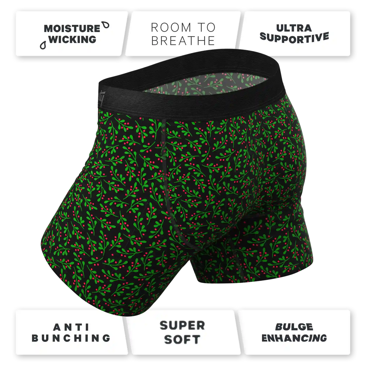 The Kiss Me There | Mistletoe Ball Hammock® Pouch Underwear With Fly