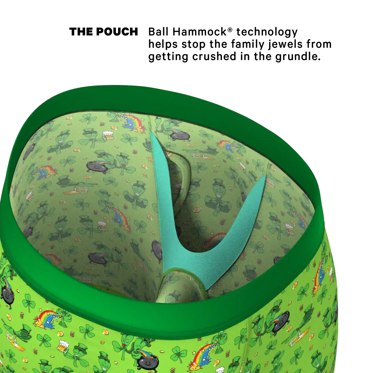The 3 Leafs To The Wind | St Patricks Day Clovers Ball Hammock® Boxer - Long Leg