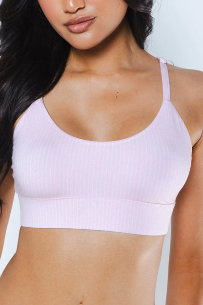 The Aphrodite | Light Pink Striped Boob Hammock™ Scoop Bralette