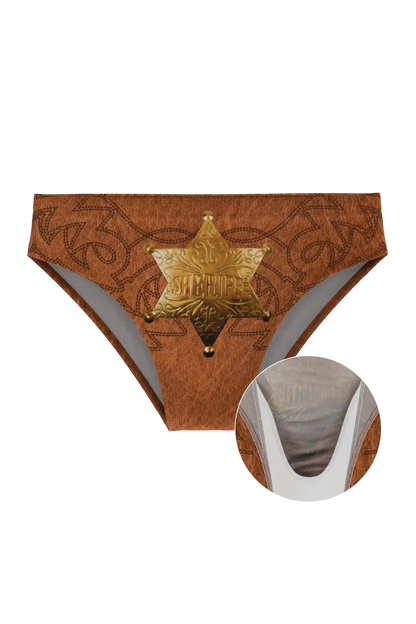 The Reverse Chaps | Western Faux Cracked Leather Ball Hammock® Pouch Swim Brief