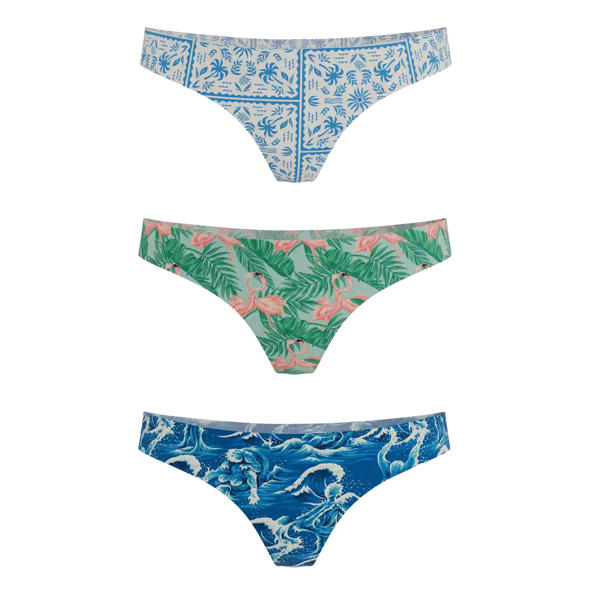 The Mediterranean Mischief | Women's Thong Underwear 3 Pack