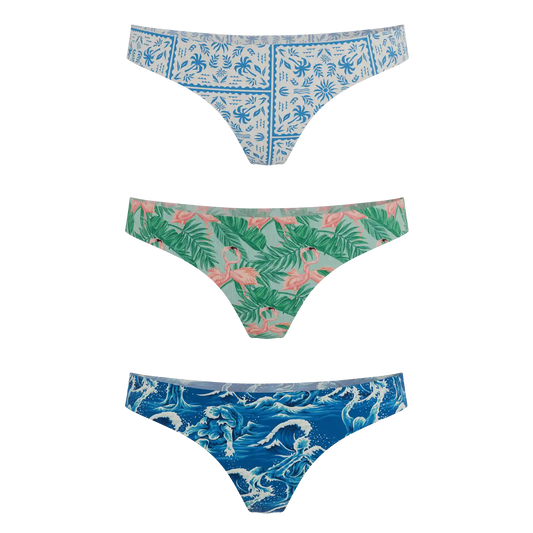 The Mediterranean Mischief | Women's Thong Underwear 3 Pack