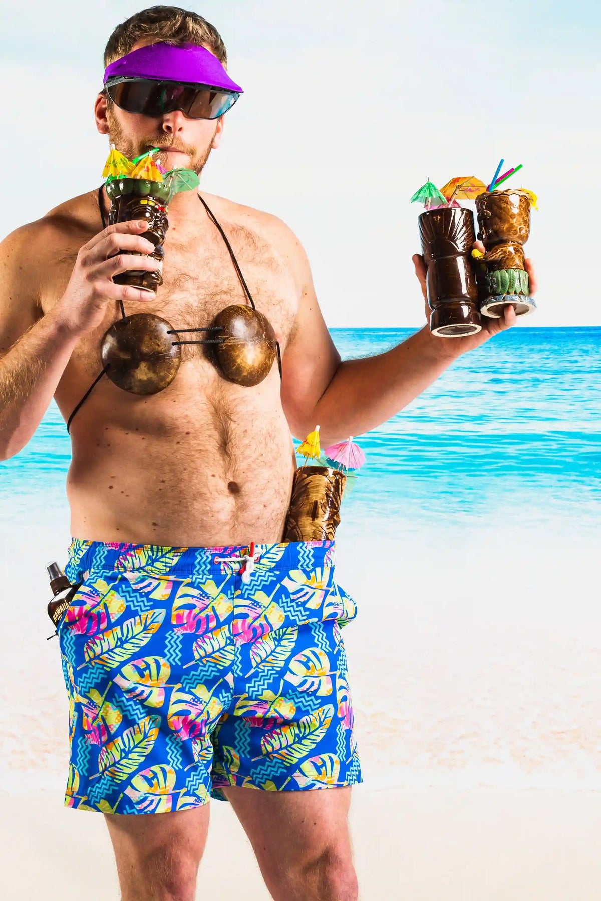 The Oahu Rendezvous | Tropical Leaves Ball Hammock® Pouch 5" Swim Trunks