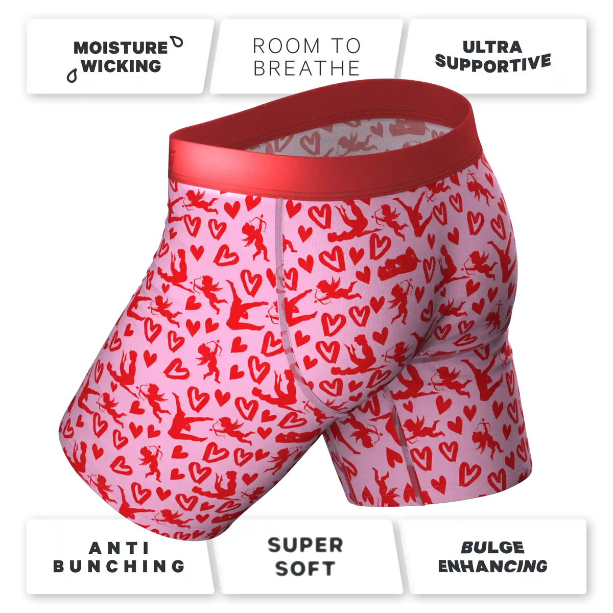 The Cupid Shuffle | Glow in the Dark Valentines Day Ball Hammock® Boxer - Long Leg