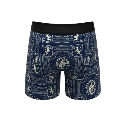 The Wrangle 'Em | Blue Bandana Shinesty x Diamond Cross Ranch Ball Hammock® Pouch Underwear With Fly