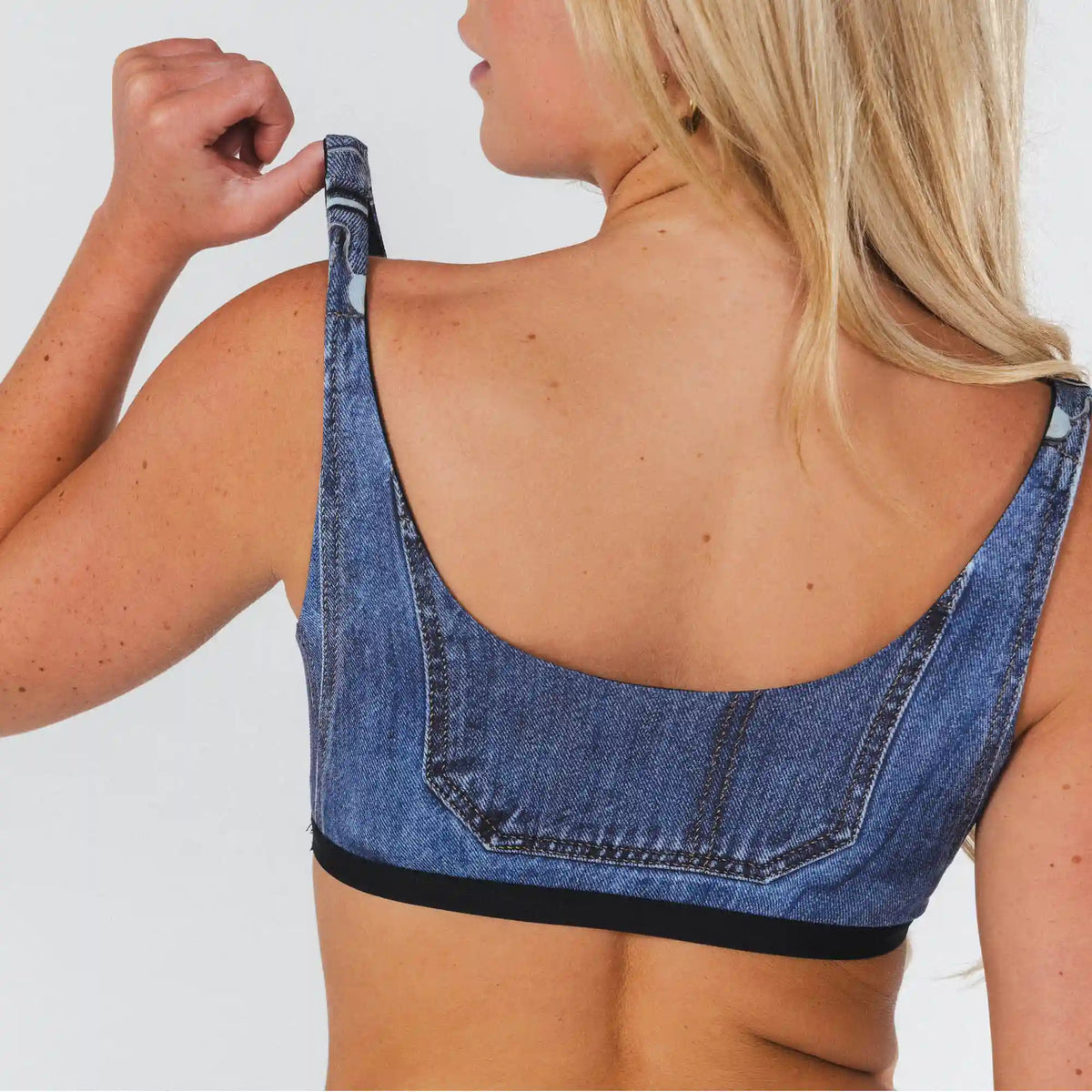 The Britney | Denim Printed Boob Hammock™ Reversible Bralette