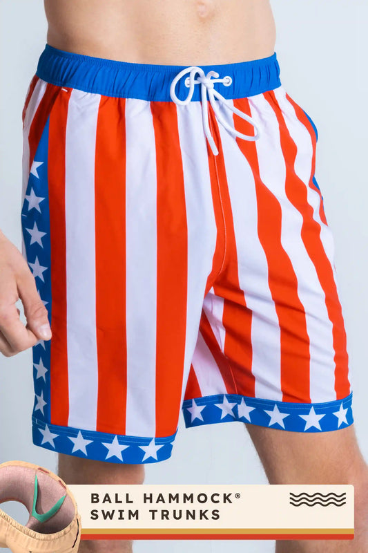 The Spacious Skies | Retro Usa Ball Hammock® Pouch 8" Swim Trunks