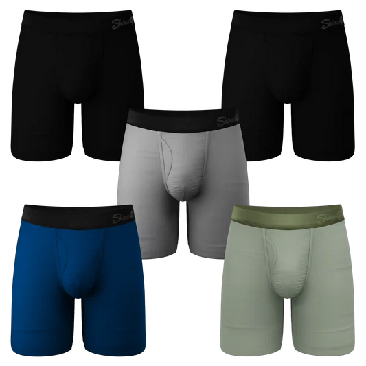 The 5 Solids | Long Leg Ball Hammock® Pouch Underwear With Fly 5 Pack