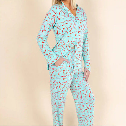 The Peppermint Pimp Canes | Candy Cane SleepDeep™ Women’s Long Sleeve Pajama Set