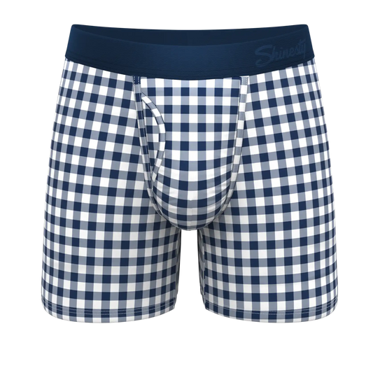 The Mad For Plaid | Navy Gingham Ball Hammock® Pouch Underwear With Fly