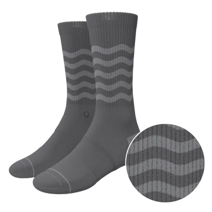 The Sleek | Gray Waves Heel Hammock™ Crew Socks