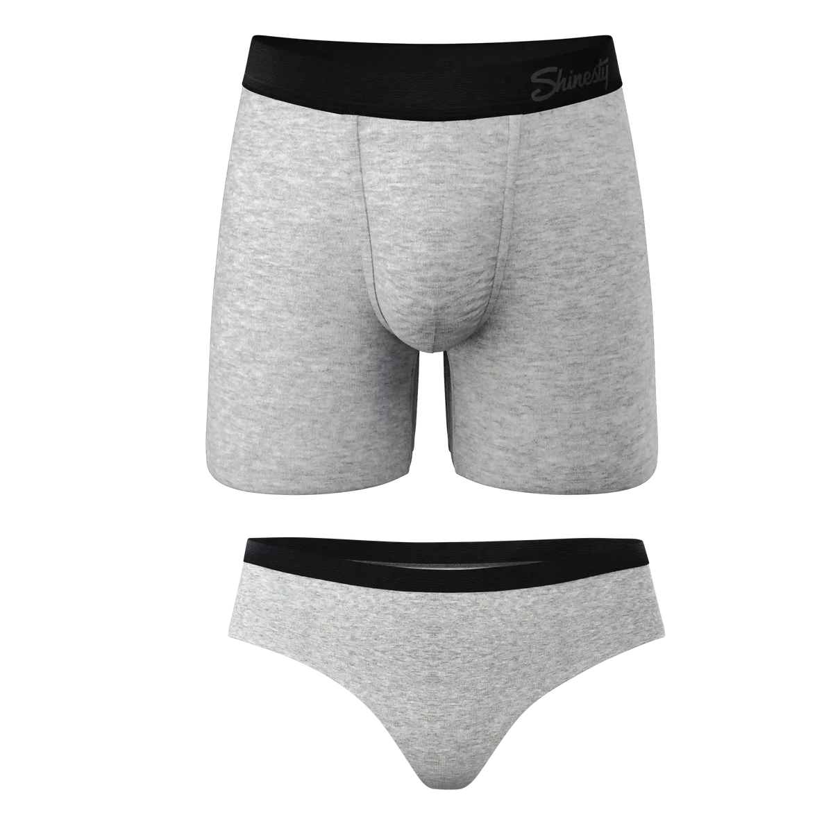 The Gray Area | Heather Grey Ball Hammock® Boxer and Cheeky Matching Couples Underwear 2 Pack