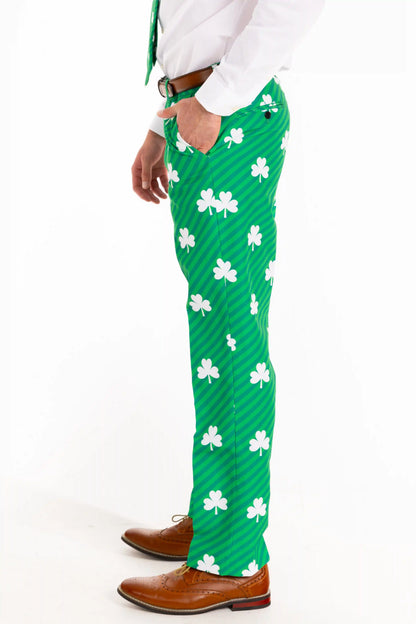 The Blarney Bagpiper | Diagonal Striped Clovers Suit Pants
