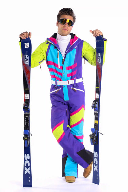 The Chute Your Shot | Men's Neon Purple Retro Ski Suit