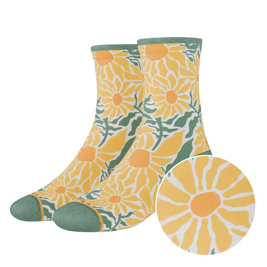 The June Bug | Sunflower Heel Hammock™ Quarter Crew Socks