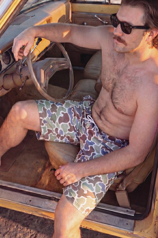 The Blender | Grey Duck Camo Ball Hammock® Pouch 8" Swim Trunks