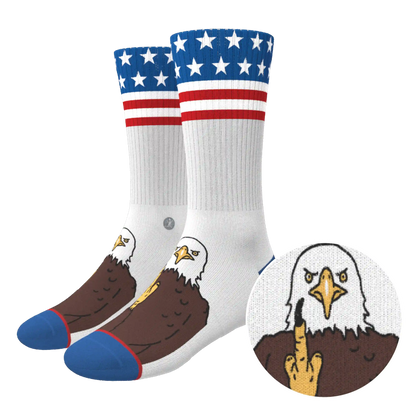 The One Finger Salute | American Flag Heel Hammock™ Crew Socks