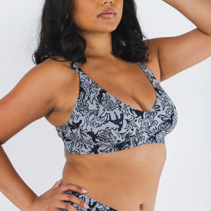 The Racy & Lacy | Provocative Lace Print Boob Hammock™ Plunge Bralette