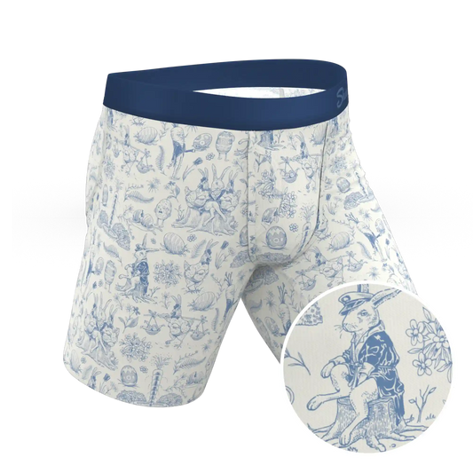 The Hot Cottontail | Easter Toile Ball Hammock® Boxer - Long Leg