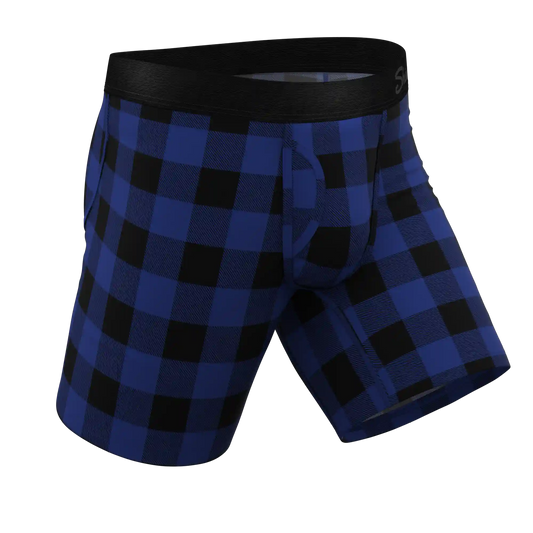 The Precious Plums | Blue Plaid Ball Hammock® Boxer - Long Leg
