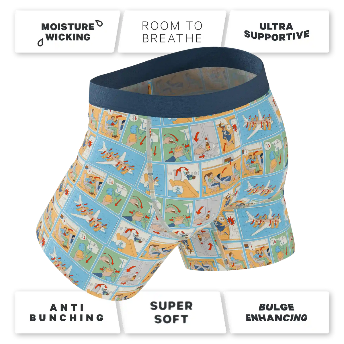 The Improper Protocol | Airplane Pamphlet Ball Hammock® Pouch Underwear With Fly