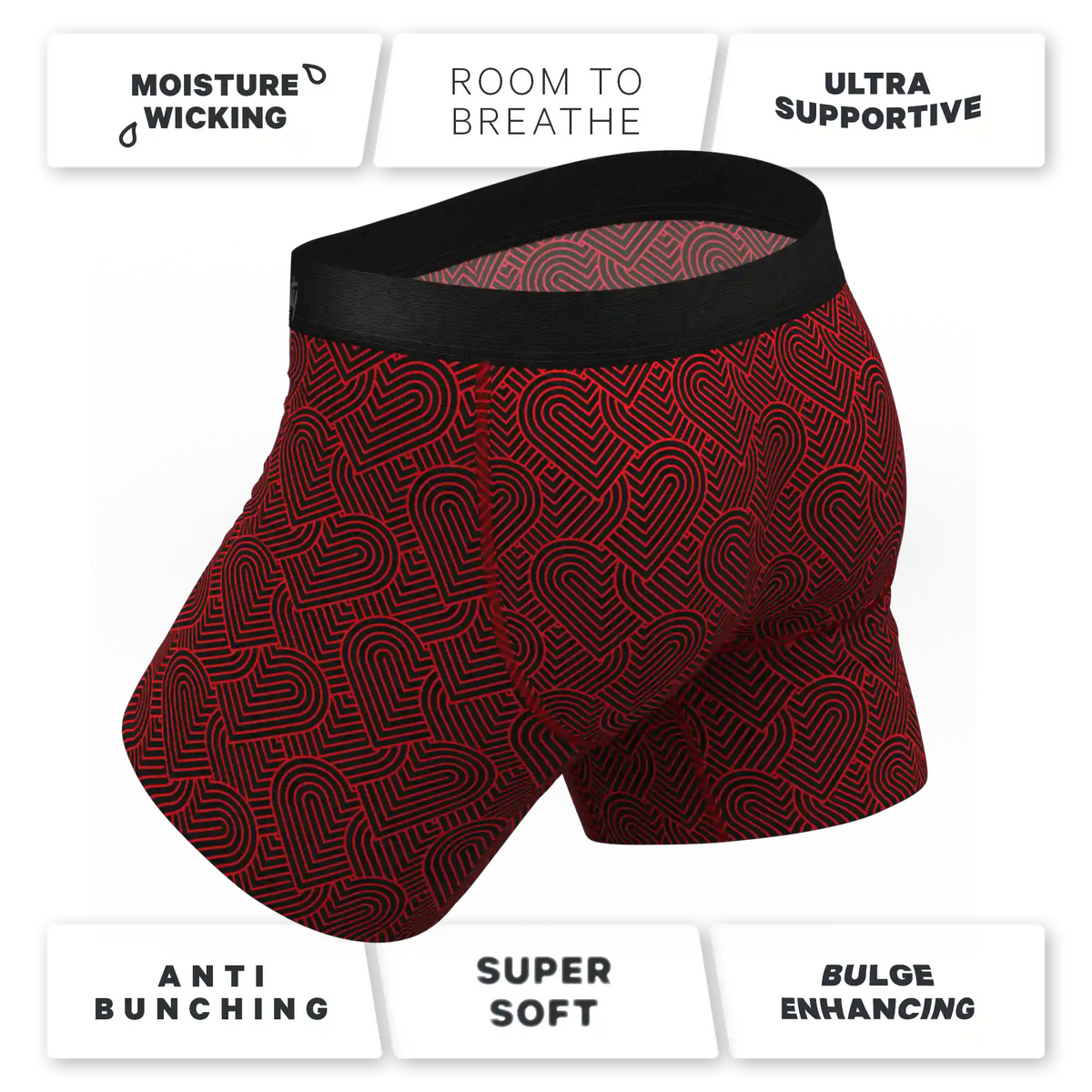 The Cherub | Geometric Hearts Ball Hammock® Pouch Underwear With Fly