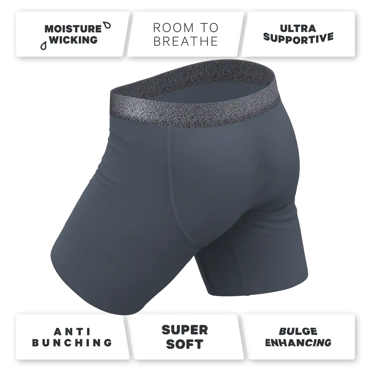 The Graphite | Tonal Grey Ball Hammock® Boxer - Long Leg