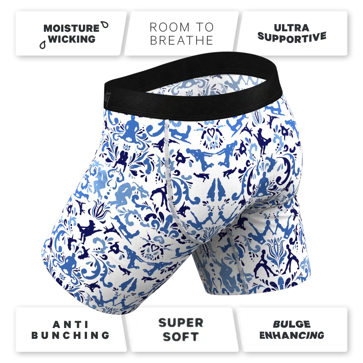 The Risqué Rorschach  | Blue Willow Ball Hammock® Boxer - Long Leg