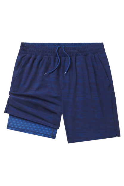 The Cardio King | Navy Space Dye Ball Hammock® 7 Inch Athletic Shorts
