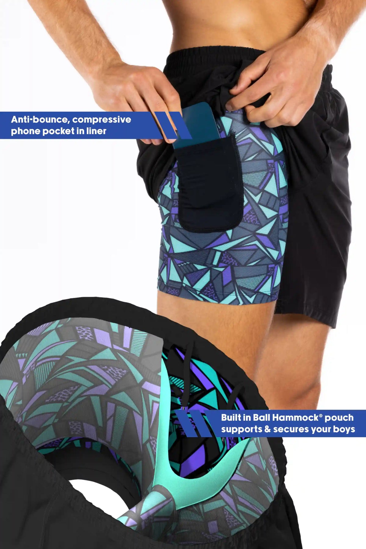 The Anti-Bounce | Black Ball Hammock® 5 Inch Athletic Shorts