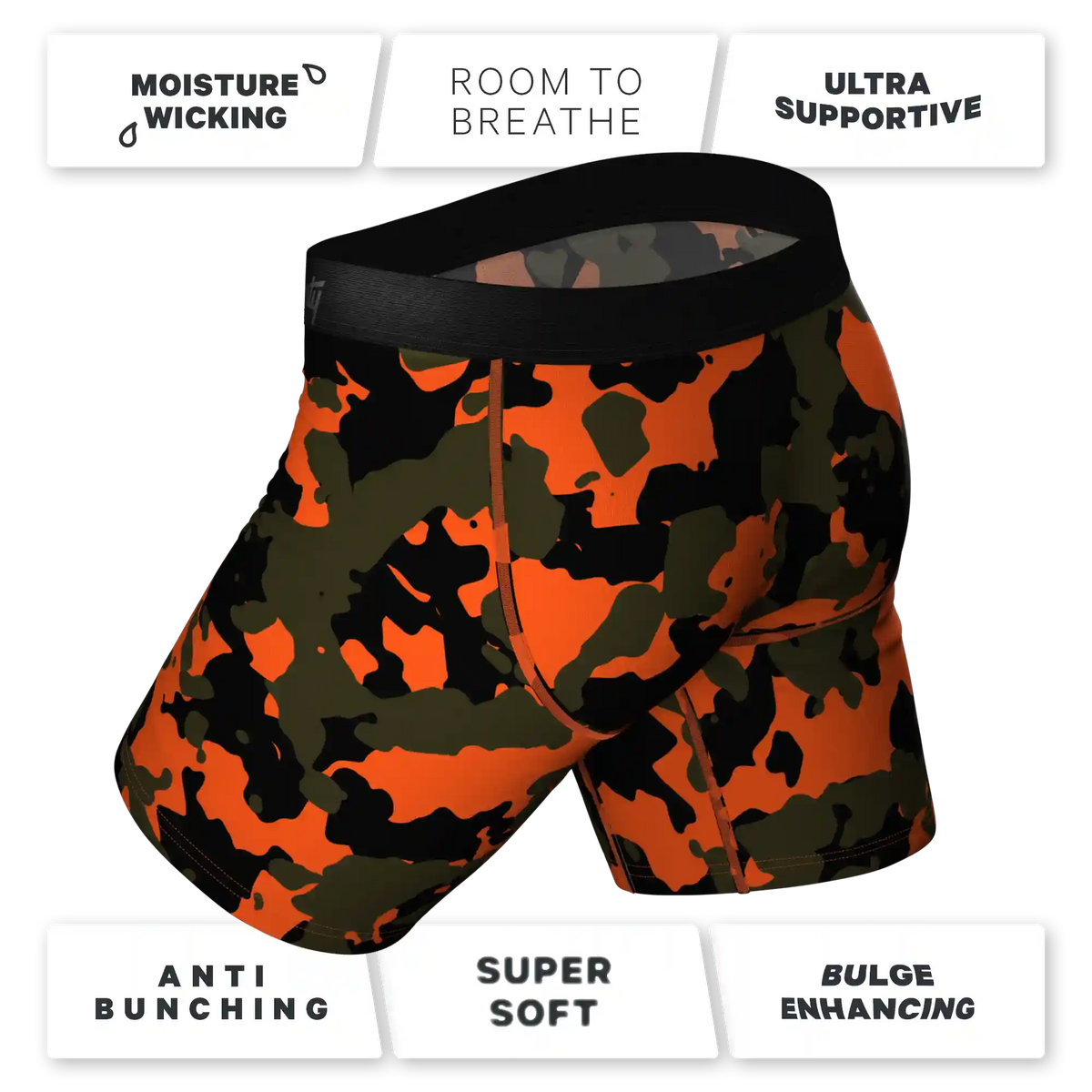 The Bambi Bunchers | Orange Camo Deer Ball Hammock® Boxer - Long Leg
