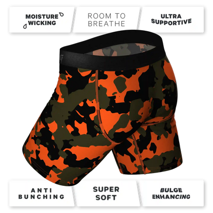 The Bambi Bunchers | Orange Camo Deer Ball Hammock® Boxer - Long Leg