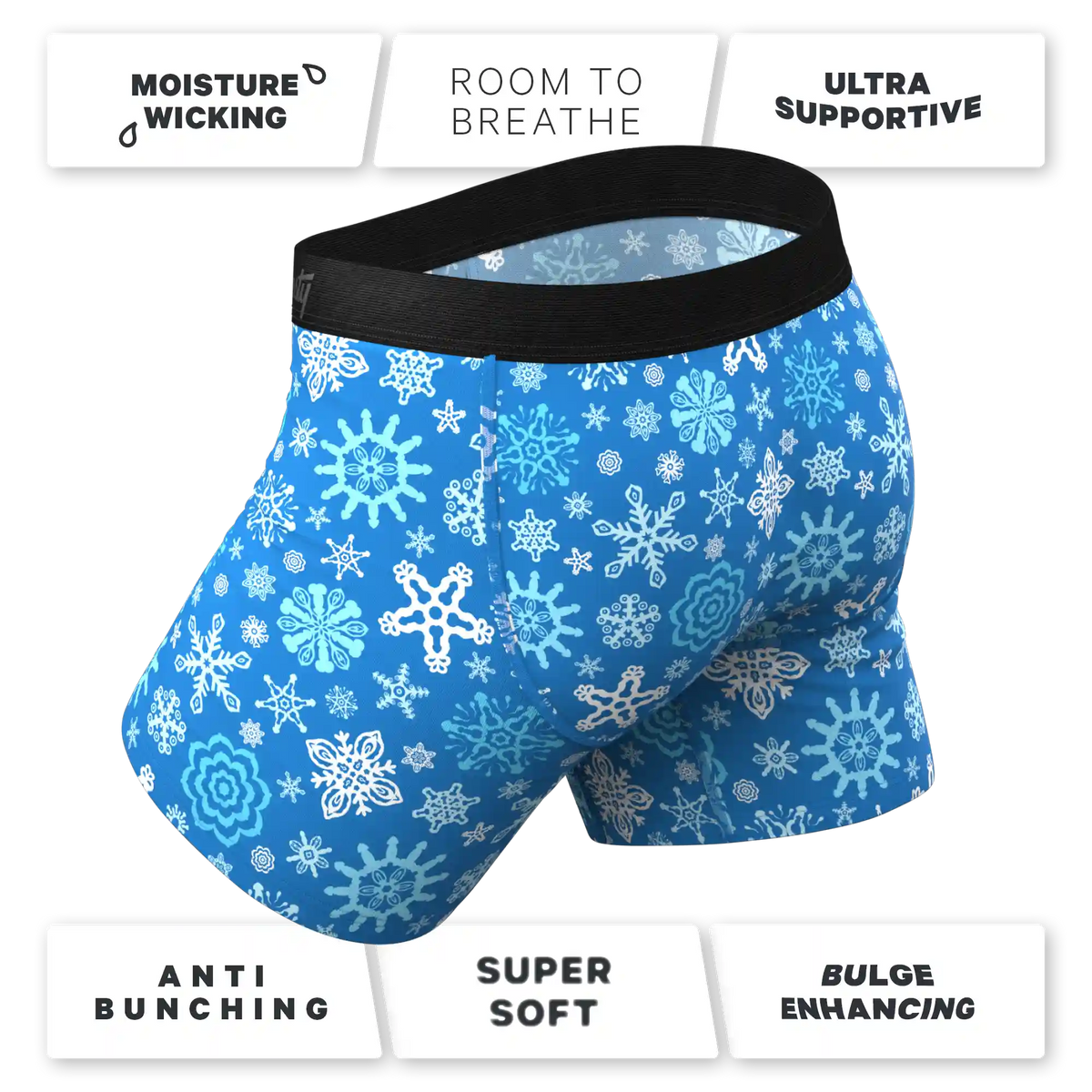 The Melt In Your Mouth | Glow in the Dark Naughty Snowflakes Ball Hammock® Pouch Underwear With Fly