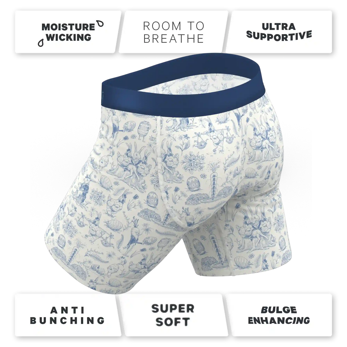 The Hot Cottontail | Easter Toile Ball Hammock® Boxer - Long Leg