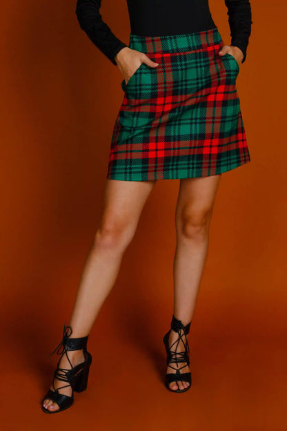 The Lincoln Log Love Lady | Women's Green Plaid Christmas Suit