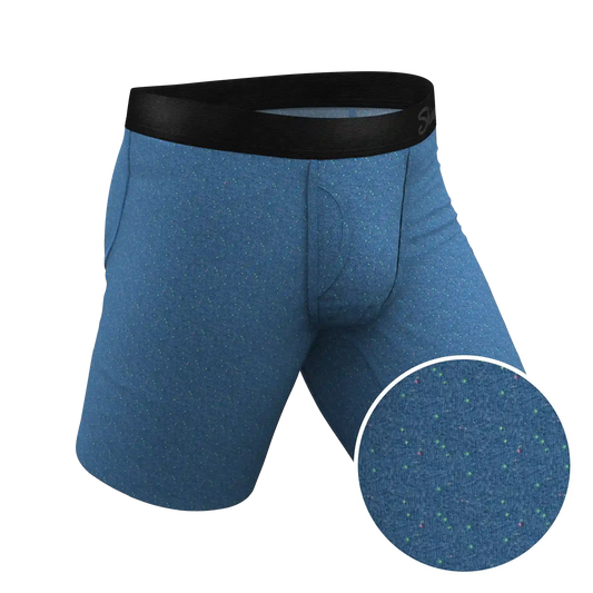 The Fleck Me | Heather Blue Flecked Ball Hammock® Boxer - Long Leg