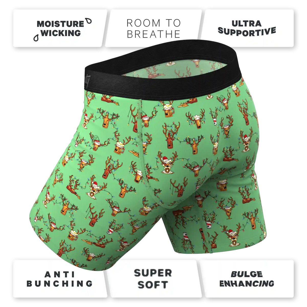 The Blitzened | Reindeer Beer Ball Hammock® Boxer - Long Leg