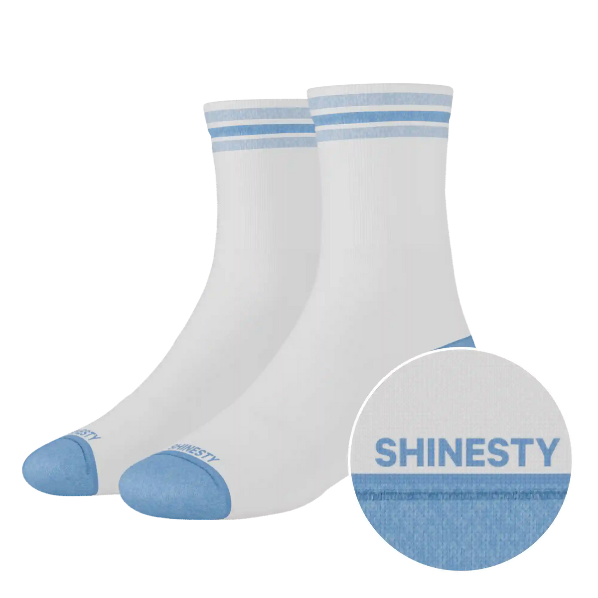 The Tickler | Powder Blue Stripe Heel Hammock™ Quarter Crew Socks