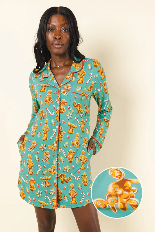 The Ginger Rail | Gingerbread SleepDeep™ Long Sleeve Pajama Dress