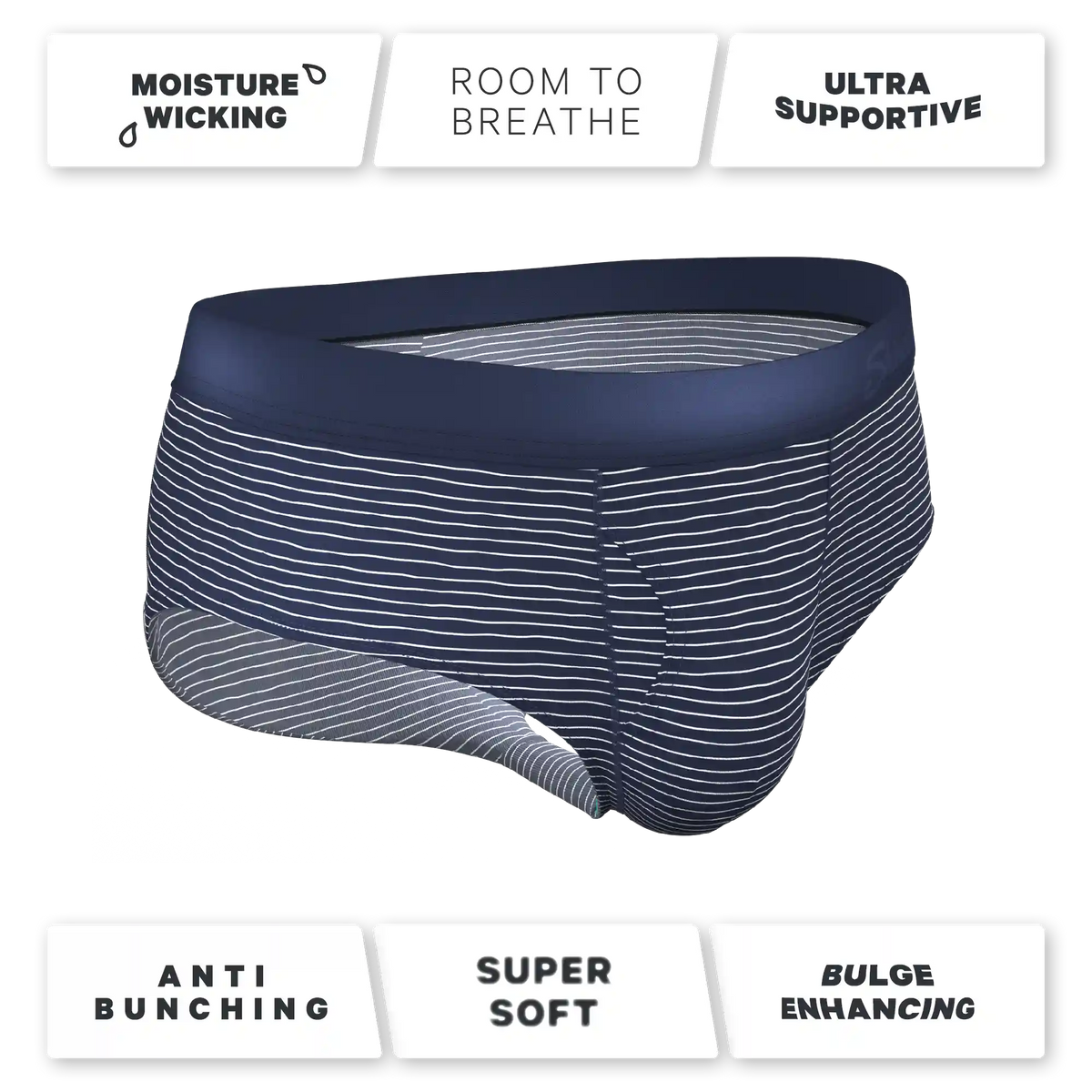 The Cheek Streak | White Stripe Ball Hammock® Pouch Underwear Briefs