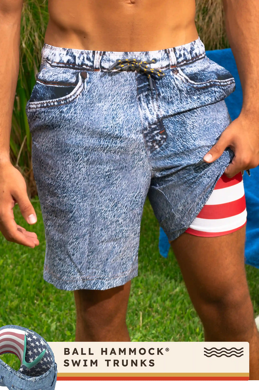 The Jacksonville Jort | Denim USA Ball Hammock® Pouch 8" Swim Trunks