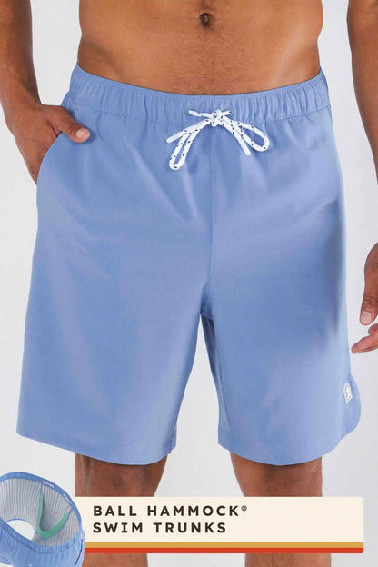 The Belly Flop | Blue and Green Ball Hammock® Pouch 8" Swim Trunks