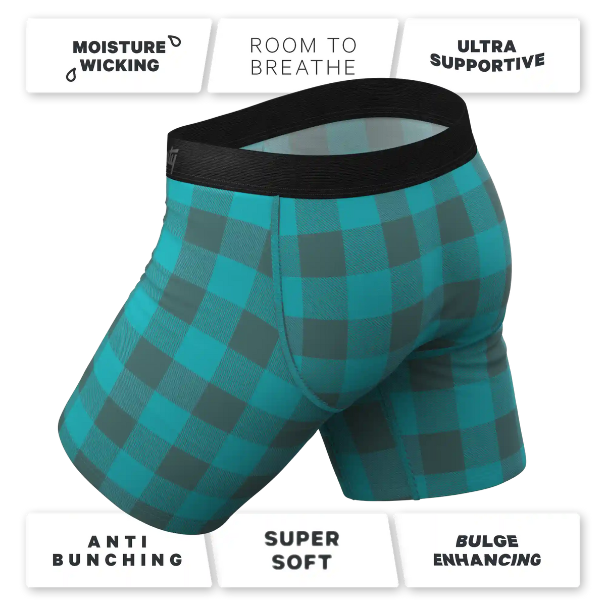 The Plaid And Simple | Green Buffalo Check Ball Hammock® Boxer - Long Leg