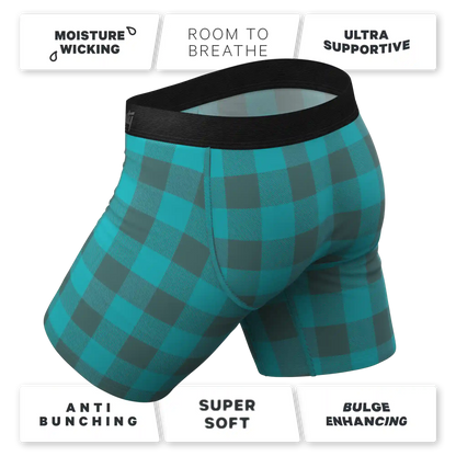 The Plaid And Simple | Green Buffalo Check Ball Hammock® Boxer - Long Leg