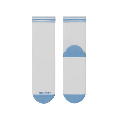 The Tickler | Powder Blue Stripe Heel Hammock™ Quarter Crew Socks
