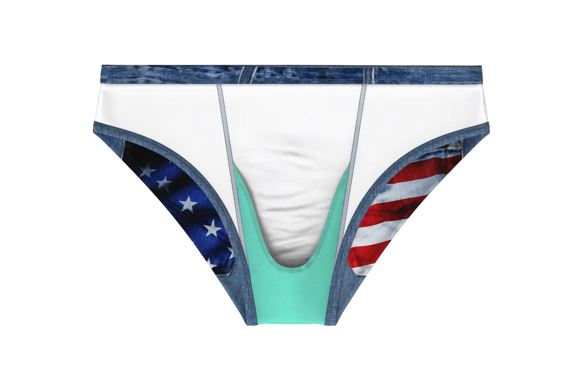 The Chattahoochee Daddy | USA Denim Print Swim Brief