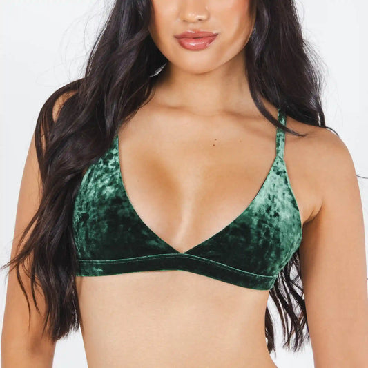 The Extravagance | Dark Green Velvet Triangle Bralette