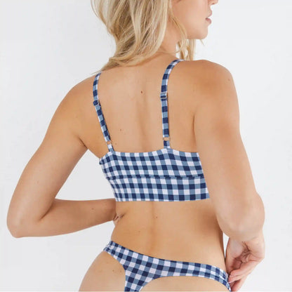 The Mad for Plaid | Navy Gingham Boob Hammock™ Scoop Bralette