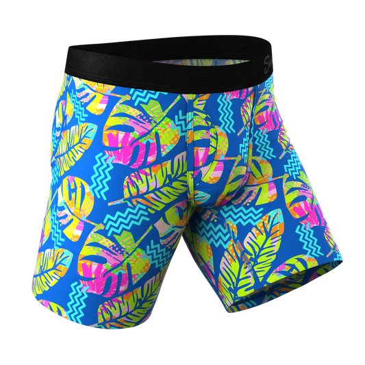 The Oahu Rendezvous | Tropical Leaves Ball Hammock® Boxer - Long Leg