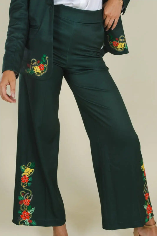 The Holiday Ham | Dark Green Holiday Placement Women's Suit Pants